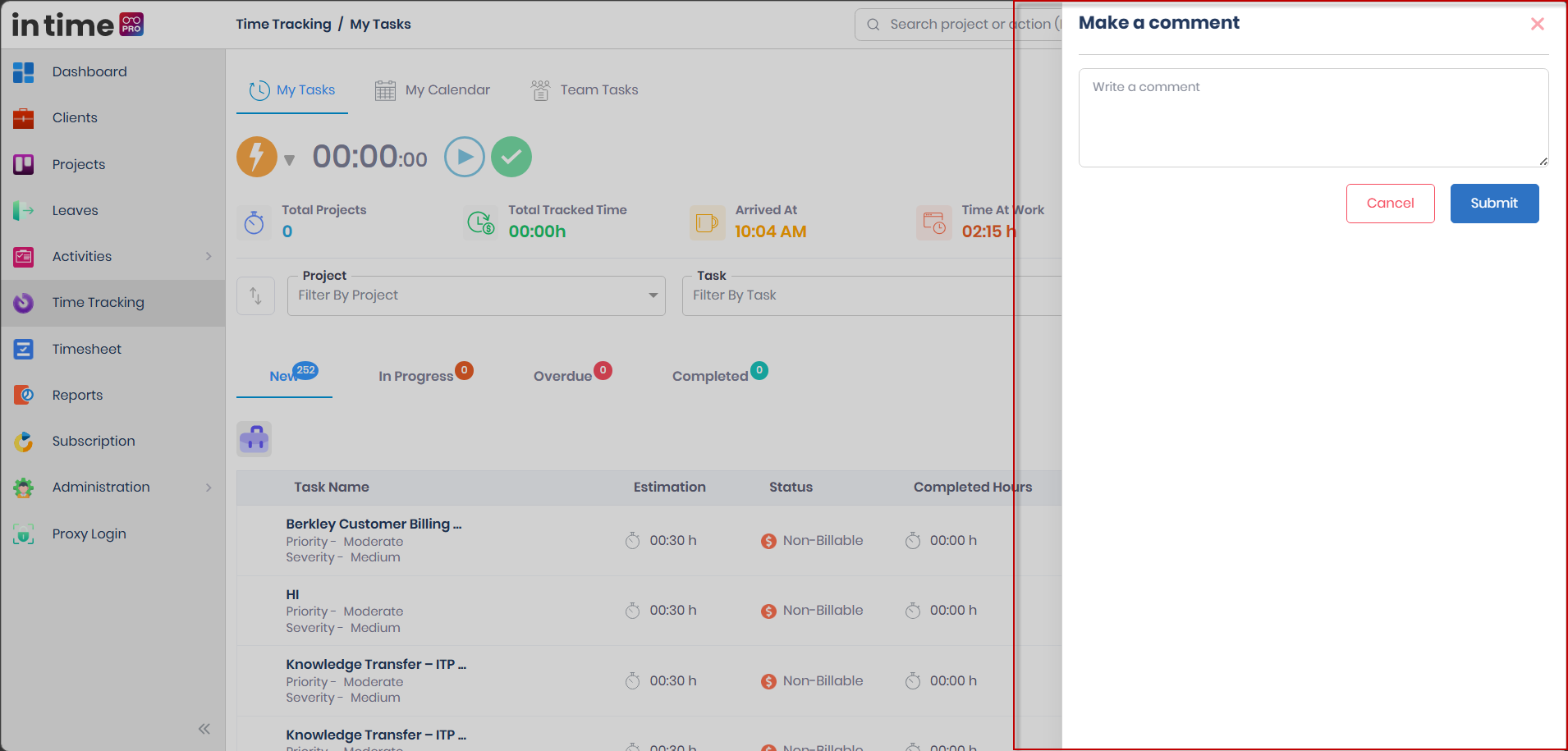 Make a comment panel with a Write a comment box, Cancel and Submit buttons